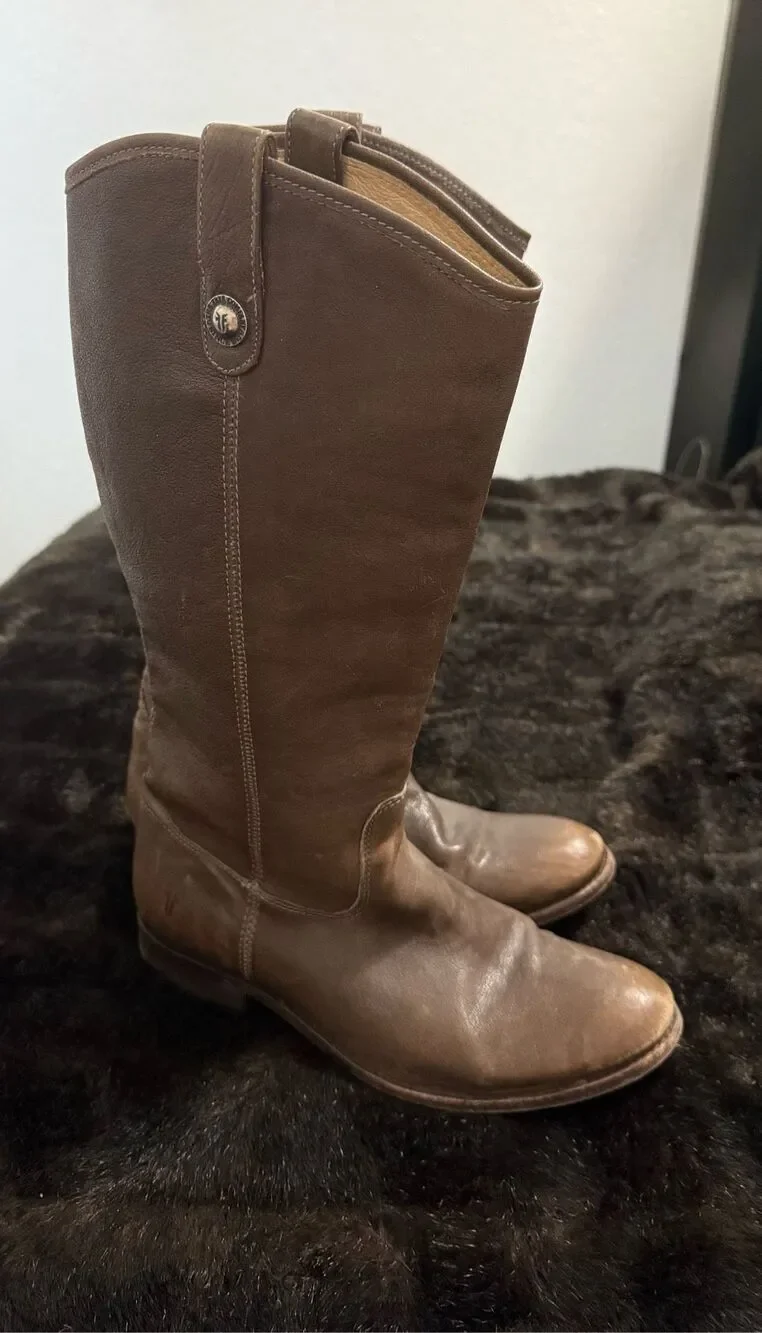 FRYE MELISSA BUTTON  BOOTS 10 B leather tall equestrian western horse